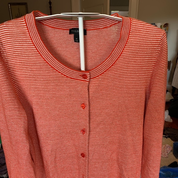 Talbots orange and gold metallic cardigan. Worn 1x. Retail 120 - Picture 1 of 3